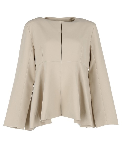 coca（coca）（コカ）の「セットアップ対応ペプラムジャケット（ノーカラージャケット・レディース・ブラック/ライトベージュ・L/M）」の13枚目の写真