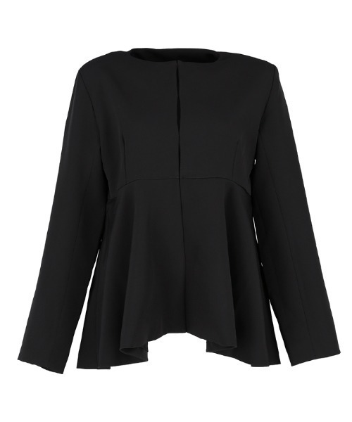 coca（coca）（コカ）の「セットアップ対応ペプラムジャケット（ノーカラージャケット・レディース・ブラック/ライトベージュ・L/M）」の14枚目の写真