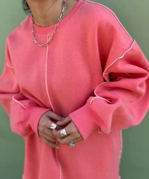 mi via loca（ミヴィアロカ）の「裏起毛配色メロープルオーバー（スウェット・レディース・パープル/ネイビー/ピンク/トップグレー/オートミール/チャコールグレー/ブルーグリーン/ブラック・FREE）」の8枚目の写真