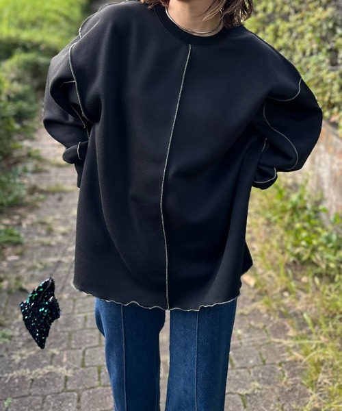 mi via loca（ミヴィアロカ）の「裏起毛配色メロープルオーバー（スウェット・レディース・パープル/ネイビー/ピンク/トップグレー/オートミール/チャコールグレー/ブルーグリーン/ブラック・FREE）」の21枚目の写真