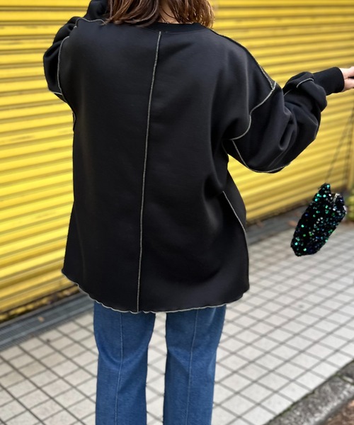 mi via loca（ミヴィアロカ）の「裏起毛配色メロープルオーバー（スウェット・レディース・パープル/ネイビー/ピンク/トップグレー/オートミール/チャコールグレー/ブルーグリーン/ブラック・FREE）」の19枚目の写真