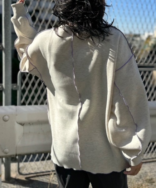 mi via loca（ミヴィアロカ）の「裏起毛配色メロープルオーバー（スウェット・レディース・パープル/ネイビー/ピンク/トップグレー/オートミール/チャコールグレー/ブルーグリーン/ブラック・FREE）」の16枚目の写真