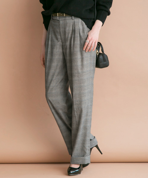 URBAN RESEARCH（アーバンリサーチ）の「UR グレンチェックワイドパンツ（その他パンツ・レディース・ライトグレー/チャコールグレー・36/38）」の2枚目の写真
