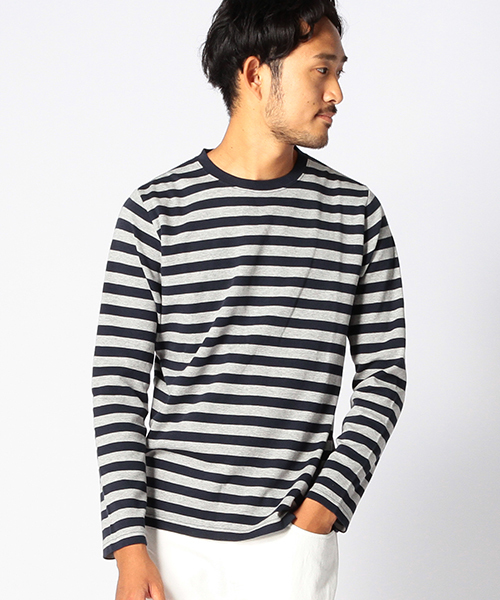 BEAMS（ビームス）の「BEAMS / スムース ボ-ダー クルーネック TEE（Tシャツ/カットソー・メンズ・ホワイト/レッド/ネイビー・X-LARGE/SMALL/LARGE/MEDIUM）」の3枚目の写真