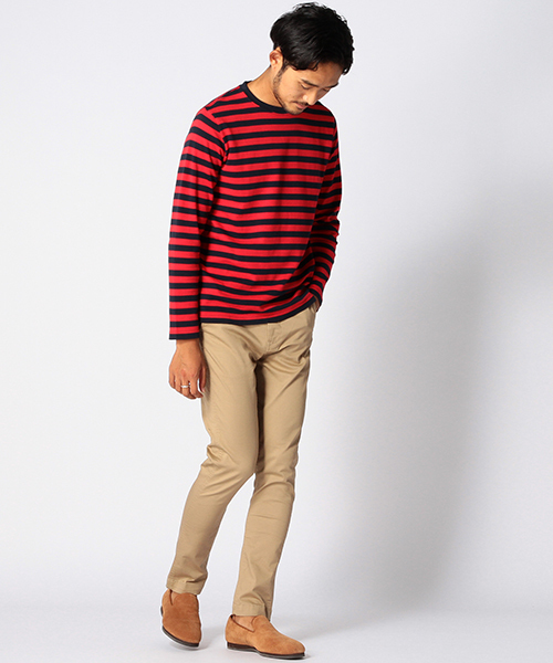 BEAMS（ビームス）の「BEAMS / スムース ボ-ダー クルーネック TEE（Tシャツ/カットソー・メンズ・ホワイト/レッド/ネイビー・X-LARGE/SMALL/LARGE/MEDIUM）」の9枚目の写真