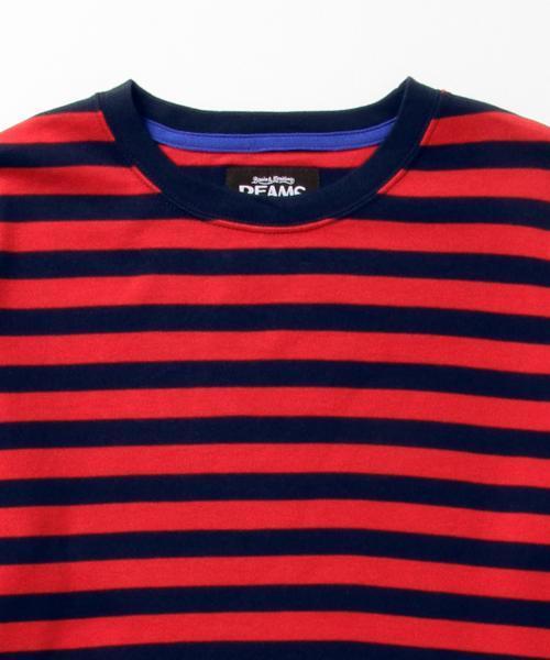 BEAMS（ビームス）の「BEAMS / スムース ボ-ダー クルーネック TEE（Tシャツ/カットソー・メンズ・ホワイト/レッド/ネイビー・X-LARGE/SMALL/LARGE/MEDIUM）」の5枚目の写真