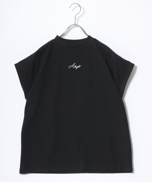 Salong hameu(サロン ハミュー)の「ワンポイントロゴ刺繍 フレンチスリーブ モックネック半袖Tシャツ レディース/カットソープルオーバー(Tシャツ/カットソー・レディース・ブラック/グレイッシュベージュ/オフホワイト・L/M)」の12枚目の写真