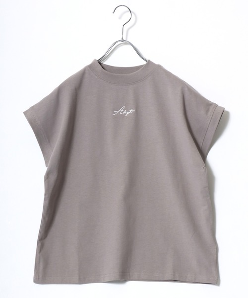 Salong hameu(サロン ハミュー)の「ワンポイントロゴ刺繍 フレンチスリーブ モックネック半袖Tシャツ レディース/カットソープルオーバー(Tシャツ/カットソー・レディース・ブラック/グレイッシュベージュ/オフホワイト・L/M)」の13枚目の写真