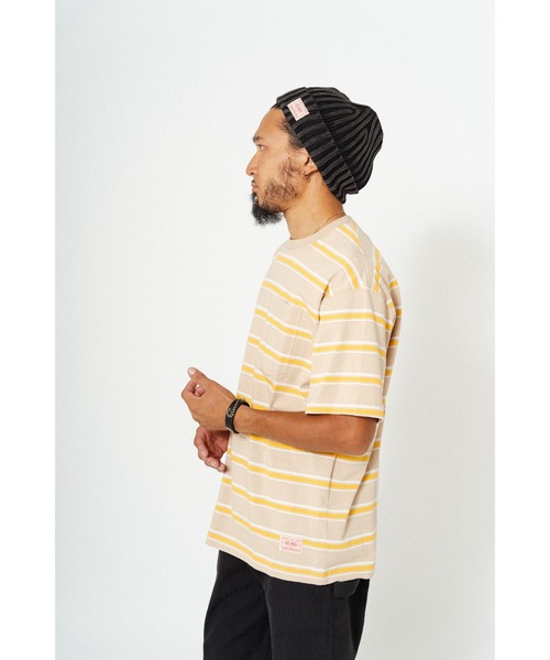 BIG MIKE(ビッグマイク)の「BIG MIKE ビッグマイク サングラスポケット 半袖ボーダーTシャツ 102428590(Tシャツ/カットソー・メンズ・グリーン×オレンジ/グレー系その他/ベージュ系その他/サンドベージュ・MEDIUM/LARGE/X-LARGE)」の21枚目の写真
