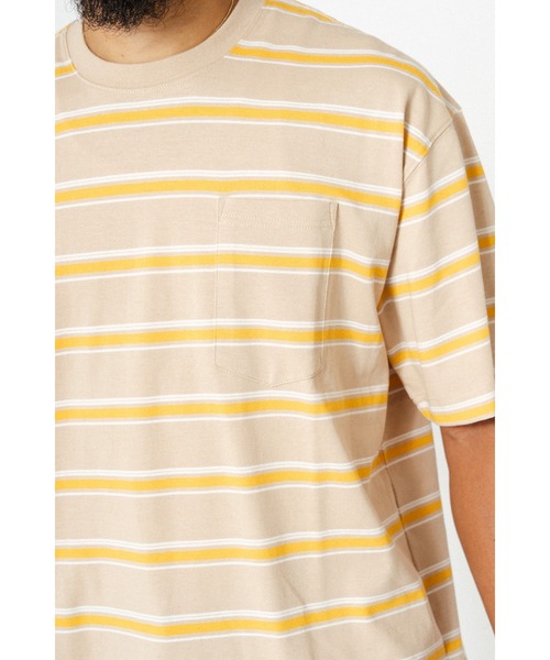BIG MIKE(ビッグマイク)の「BIG MIKE ビッグマイク サングラスポケット 半袖ボーダーTシャツ 102428590(Tシャツ/カットソー・メンズ・グリーン×オレンジ/グレー系その他/ベージュ系その他/サンドベージュ・MEDIUM/LARGE/X-LARGE)」の19枚目の写真