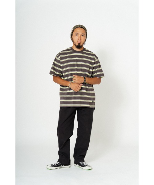 BIG MIKE(ビッグマイク)の「BIG MIKE ビッグマイク サングラスポケット 半袖ボーダーTシャツ 102428590(Tシャツ/カットソー・メンズ・グリーン×オレンジ/グレー系その他/ベージュ系その他/サンドベージュ・MEDIUM/LARGE/X-LARGE)」の17枚目の写真