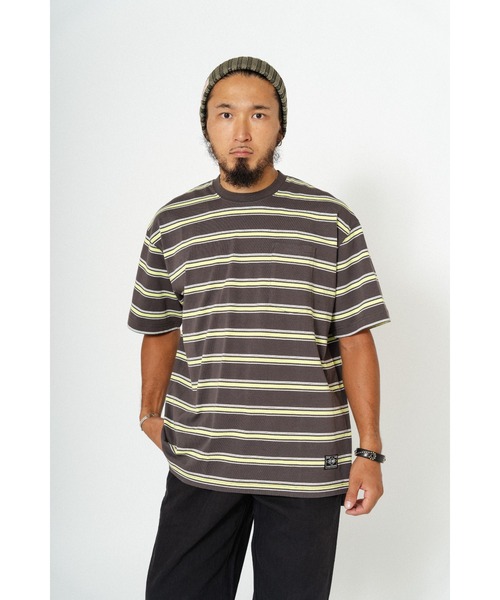 BIG MIKE(ビッグマイク)の「BIG MIKE ビッグマイク サングラスポケット 半袖ボーダーTシャツ 102428590(Tシャツ/カットソー・メンズ・グリーン×オレンジ/グレー系その他/ベージュ系その他/サンドベージュ・MEDIUM/LARGE/X-LARGE)」の16枚目の写真
