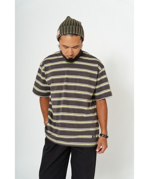BIG MIKE(ビッグマイク)の「BIG MIKE ビッグマイク サングラスポケット 半袖ボーダーTシャツ 102428590(Tシャツ/カットソー・メンズ・グリーン×オレンジ/グレー系その他/ベージュ系その他/サンドベージュ・MEDIUM/LARGE/X-LARGE)」の15枚目の写真