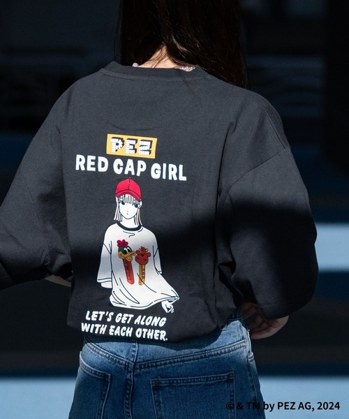 Red Cap Girl（レッドキャプガール）の「【a-r】〔PEZ×Red Cap Girl〕天竺 バックイラスト BIG TEE（Tシャツ/カットソー・メンズ・ブルー系1/カーキ系1/グレー系1/ホワイト系1/ホワイト系2/ブルー系2/カーキ系2/グレー系2・MEDIUM/LARGE）」の3枚目の写真