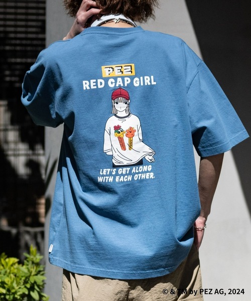 Red Cap Girl（レッドキャプガール）の「【a-r】〔PEZ×Red Cap Girl〕天竺 バックイラスト BIG TEE（Tシャツ/カットソー・メンズ・ブルー系1/カーキ系1/グレー系1/ホワイト系1/ホワイト系2/ブルー系2/カーキ系2/グレー系2・MEDIUM/LARGE）」の7枚目の写真
