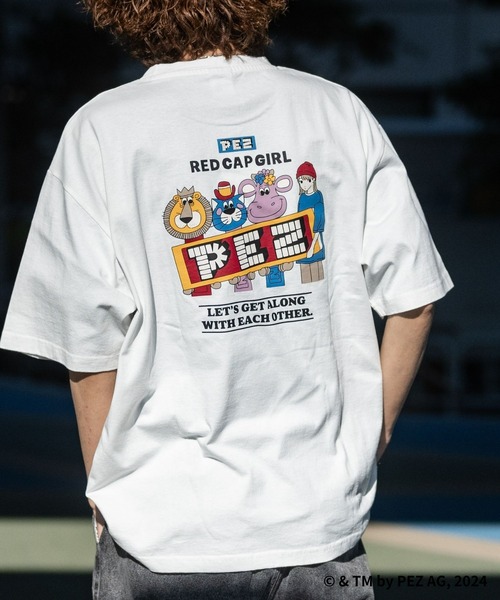 Red Cap Girl（レッドキャプガール）の「【a-r】〔PEZ×Red Cap Girl〕天竺 バックイラスト BIG TEE（Tシャツ/カットソー・メンズ・ブルー系1/カーキ系1/グレー系1/ホワイト系1/ホワイト系2/ブルー系2/カーキ系2/グレー系2・MEDIUM/LARGE）」の10枚目の写真