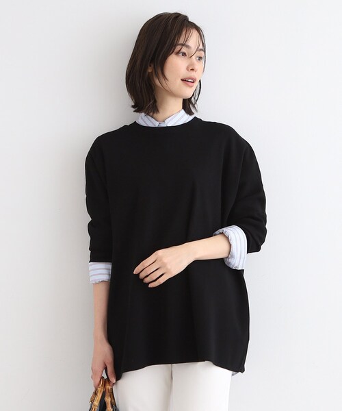 INDIVI(インディヴィ)の「◆【洗える/Tシャツライク】オーバーサイズニット(ニット/セーター・レディース・ナチュラル/チャコールグレー/ブラック・38/15 /13/34)」の2枚目の写真