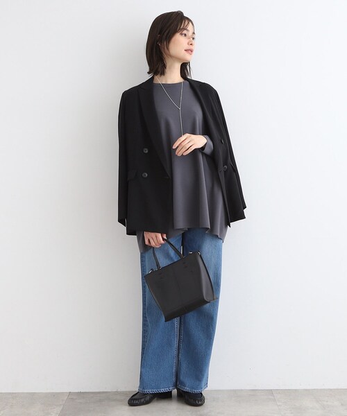 INDIVI(インディヴィ)の「◆【洗える/Tシャツライク】オーバーサイズニット(ニット/セーター・レディース・ナチュラル/チャコールグレー/ブラック・38/15 /13/34)」の10枚目の写真