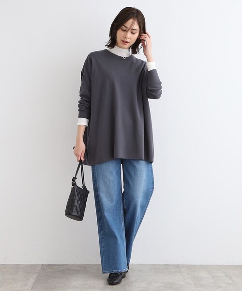 INDIVI(インディヴィ)の「◆【洗える/Tシャツライク】オーバーサイズニット(ニット/セーター・レディース・ナチュラル/チャコールグレー/ブラック・38/15 /13/34)」の11枚目の写真