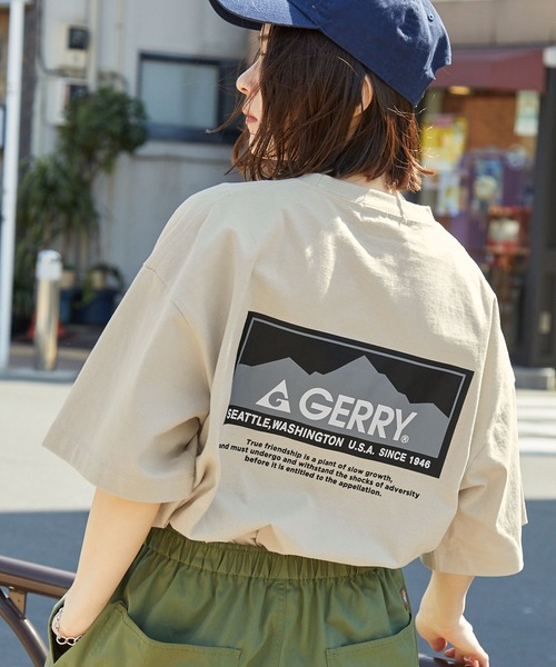 GERRY（ジェリー）の「GERRY/ジェリー 別注 バックサークル/ボックスロゴプリント ビッグシルエット半袖Tシャツ（Tシャツ/カットソー・メンズ・アッシュグレー/ネイビー/ブラウン/ブルー系/ブラック系/オフホワイト/ホワイト系/ブルーグリーン/ブラック/ベージュ系/スモークピンク/スミクロ/グレイッシュベージュ・M/S/XL/L）」の9枚目の写真