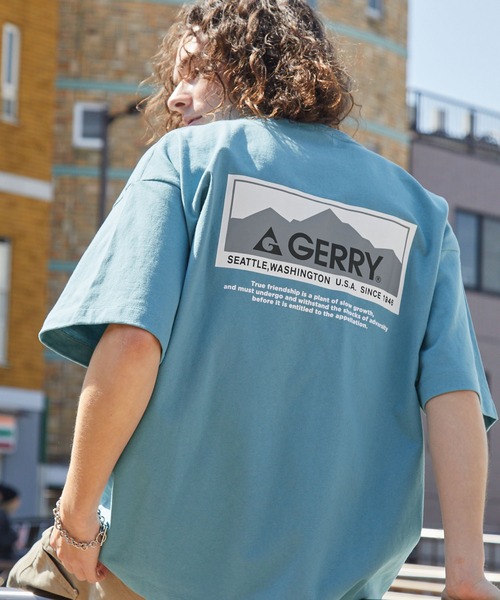 GERRY（ジェリー）の「GERRY/ジェリー 別注 バックサークル/ボックスロゴプリント ビッグシルエット半袖Tシャツ（Tシャツ/カットソー・メンズ・アッシュグレー/ネイビー/ブラウン/ブルー系/ブラック系/オフホワイト/ホワイト系/ブルーグリーン/ブラック/ベージュ系/スモークピンク/スミクロ/グレイッシュベージュ・M/S/XL/L）」の12枚目の写真