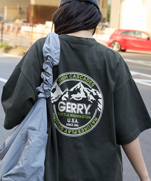 GERRY（ジェリー）の「GERRY/ジェリー 別注 バックサークル/ボックスロゴプリント ビッグシルエット半袖Tシャツ（Tシャツ/カットソー・メンズ・アッシュグレー/ネイビー/ブラウン/ブルー系/ブラック系/オフホワイト/ホワイト系/ブルーグリーン/ブラック/ベージュ系/スモークピンク/スミクロ/グレイッシュベージュ・M/S/XL/L）」の4枚目の写真