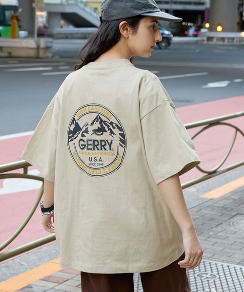 GERRY（ジェリー）の「GERRY/ジェリー 別注 バックサークル/ボックスロゴプリント ビッグシルエット半袖Tシャツ（Tシャツ/カットソー・メンズ・アッシュグレー/ネイビー/ブラウン/ブルー系/ブラック系/オフホワイト/ホワイト系/ブルーグリーン/ブラック/ベージュ系/スモークピンク/スミクロ/グレイッシュベージュ・M/S/XL/L）」の8枚目の写真