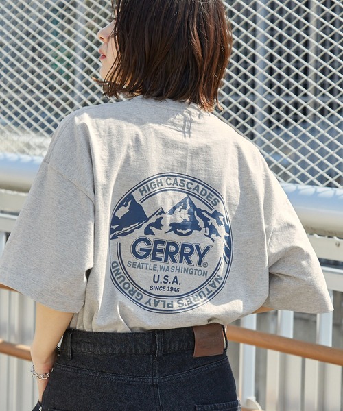 GERRY（ジェリー）の「GERRY/ジェリー 別注 バックサークル/ボックスロゴプリント ビッグシルエット半袖Tシャツ（Tシャツ/カットソー・メンズ・アッシュグレー/ネイビー/ブラウン/ブルー系/ブラック系/オフホワイト/ホワイト系/ブルーグリーン/ブラック/ベージュ系/スモークピンク/スミクロ/グレイッシュベージュ・M/S/XL/L）」の6枚目の写真