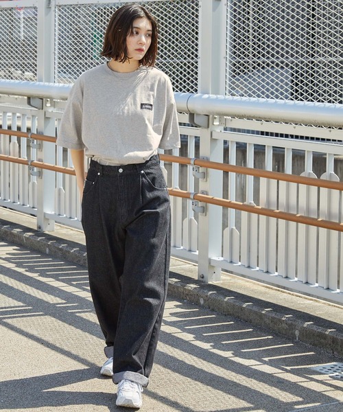 GERRY（ジェリー）の「GERRY/ジェリー 別注 バックサークル/ボックスロゴプリント ビッグシルエット半袖Tシャツ（Tシャツ/カットソー・メンズ・アッシュグレー/ネイビー/ブラウン/ブルー系/ブラック系/オフホワイト/ホワイト系/ブルーグリーン/ブラック/ベージュ系/スモークピンク/スミクロ/グレイッシュベージュ・M/S/XL/L）」の22枚目の写真