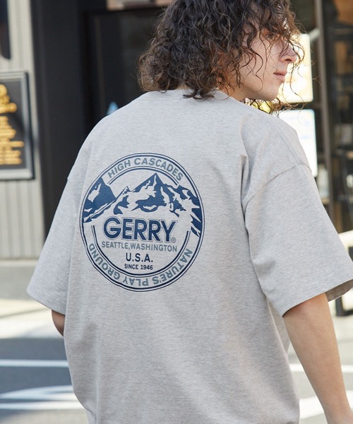 GERRY（ジェリー）の「GERRY/ジェリー 別注 バックサークル/ボックスロゴプリント ビッグシルエット半袖Tシャツ（Tシャツ/カットソー・メンズ・アッシュグレー/ネイビー/ブラウン/ブルー系/ブラック系/オフホワイト/ホワイト系/ブルーグリーン/ブラック/ベージュ系/スモークピンク/スミクロ/グレイッシュベージュ・M/S/XL/L）」の16枚目の写真