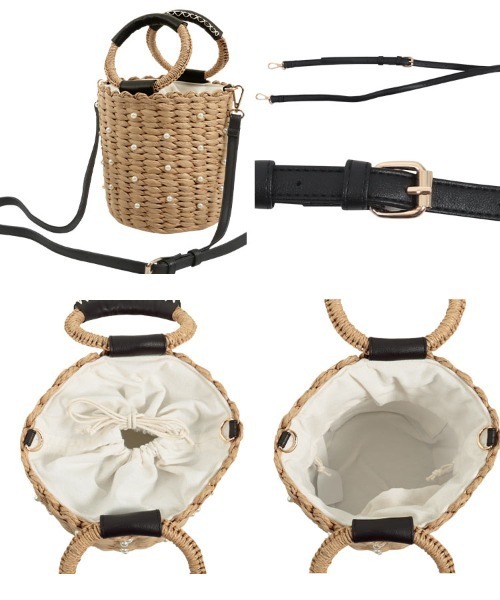 KOBE LETTUCE（コウベレタス）の「2wayパール付きバケツショルダー（ショルダーバッグ・レディース・ブラック/ホワイト・F）」の6枚目の写真