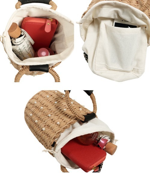 KOBE LETTUCE（コウベレタス）の「2wayパール付きバケツショルダー（ショルダーバッグ・レディース・ブラック/ホワイト・F）」の5枚目の写真