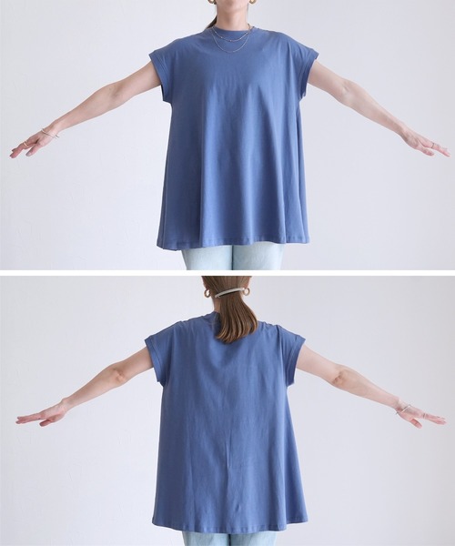 reca（レカ）の「【接触冷感】フレンチスリーブフレアTシャツ（Tシャツ/カットソー・レディース・ブラック/モーブ系/オフホワイト/ブルー系その他/ピンク系その他/チャコールグレー・M）」の14枚目の写真