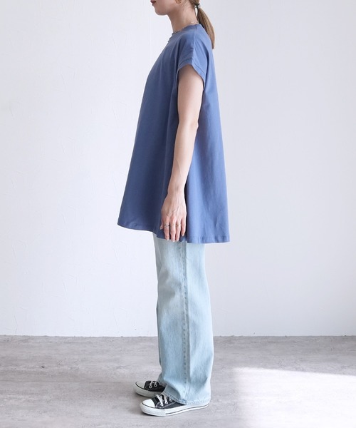 reca（レカ）の「【接触冷感】フレンチスリーブフレアTシャツ（Tシャツ/カットソー・レディース・ブラック/モーブ系/オフホワイト/ブルー系その他/ピンク系その他/チャコールグレー・M）」の12枚目の写真