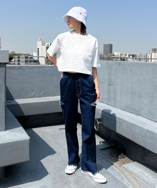 ムラサキスポーツ(ムラサキスポーツ)の「RIKKA FEMME/リッカファム ショートTシャツ 無地 ショート丈 RF24SS20(Tシャツ/カットソー・レディース・ホワイト/ネイビー/ミント・FREE)」の10枚目の写真