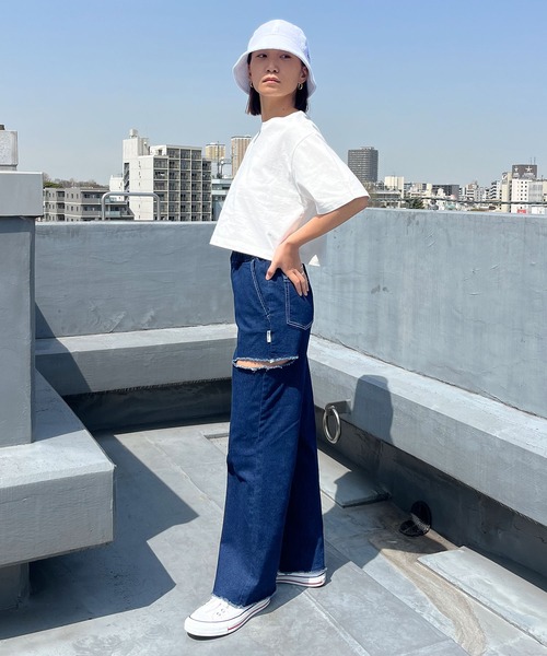 ムラサキスポーツ(ムラサキスポーツ)の「RIKKA FEMME/リッカファム ショートTシャツ 無地 ショート丈 RF24SS20(Tシャツ/カットソー・レディース・ホワイト/ネイビー/ミント・FREE)」の11枚目の写真