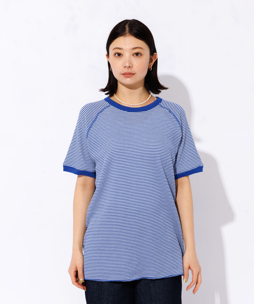 FRUIT OF THE LOOM（フルーツオブザルーム）の「【FRUIT OF THE LOOM】ボーダーTシャツ / ワッフル / 半袖（Tシャツ/カットソー・レディース・ピンク/ブルー・M）」の11枚目の写真