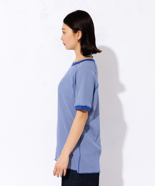 FRUIT OF THE LOOM（フルーツオブザルーム）の「【FRUIT OF THE LOOM】ボーダーTシャツ / ワッフル / 半袖（Tシャツ/カットソー・レディース・ピンク/ブルー・M）」の12枚目の写真