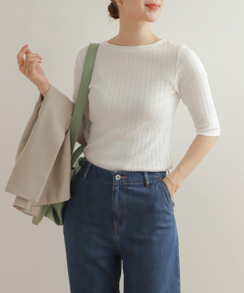 URBAN RESEARCH DOORS(アーバンリサーチドアーズ)の「針抜き6分袖カットソー(Tシャツ/カットソー・レディース・ブラック/オフホワイト/ブルー・MEDIUM)」の19枚目の写真