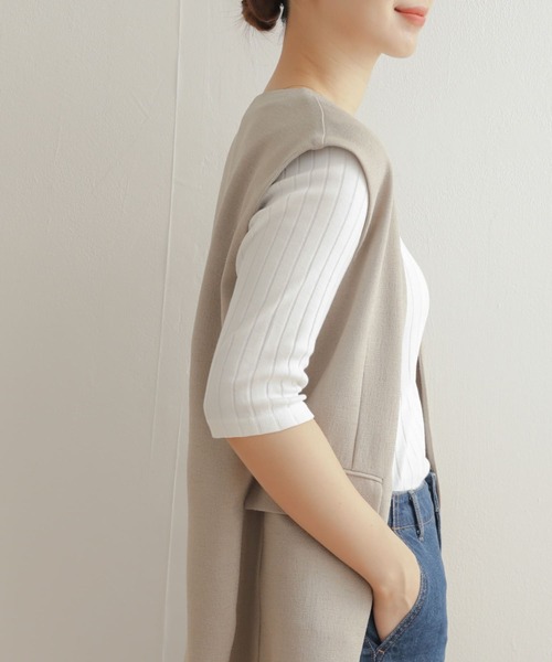 URBAN RESEARCH DOORS(アーバンリサーチドアーズ)の「針抜き6分袖カットソー(Tシャツ/カットソー・レディース・ブラック/オフホワイト/ブルー・MEDIUM)」の8枚目の写真