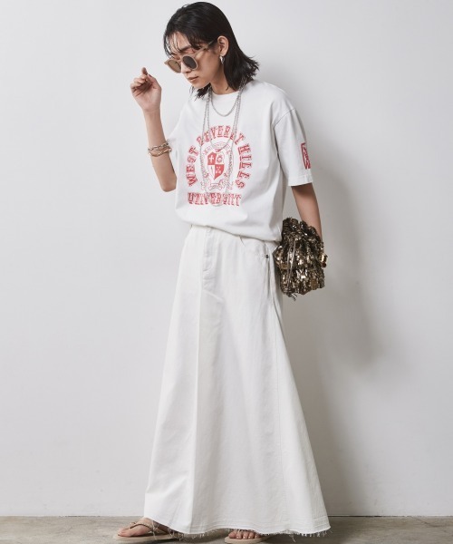 CHIC STYLE(シックスタイル)の「 綿100%デニムフレアマキシスカート <大きいサイズ有>シックスタイル(スカート・レディース・ブルー系/ネイビー系/ホワイト系・5L/4L/3L/LL/L/M)」の22枚目の写真