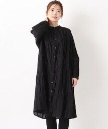 クリンクル 皺加工 前開きワンピース