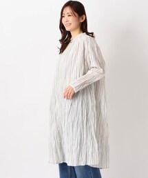 クリンクル 皺加工 前開きワンピース
