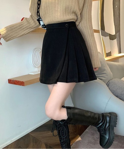 MAISON DE THERESE(メゾン ド テレーズ)の「パンツ付きハイウエストAラインミニプリーツスカート(スカート・レディース・ブラウン/ブラック・S/M/L)」の3枚目の写真