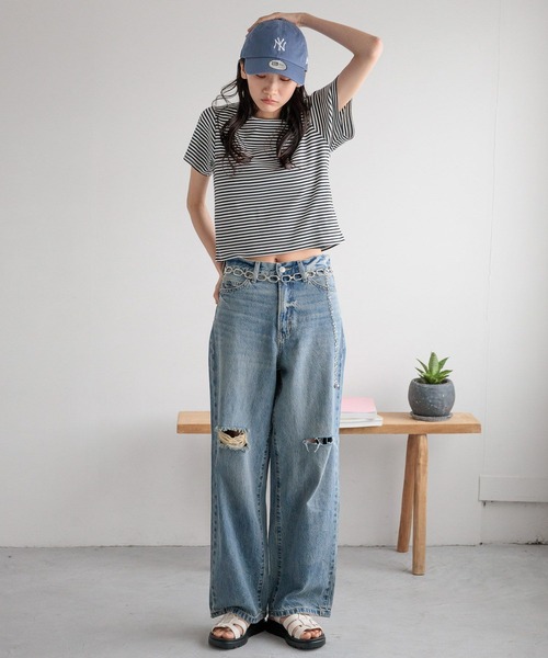 LOWRYS FARM（ローリーズファーム）の「フライスチビＴシャツＳＳ 111954（Tシャツ/カットソー・レディース・ブラック/その他/ホワイト/ブラウン/ネイビー/ホワイト系その他/ブルー系その他/ブラウン系その他・FREE）」の9枚目の写真