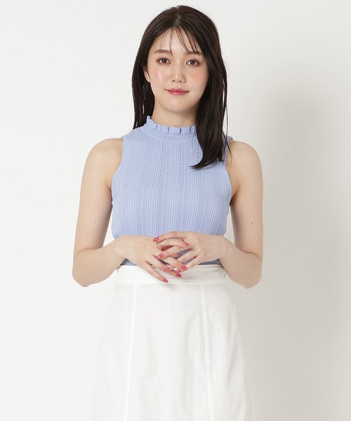 REDYAZEL（レディアゼル）の「透かし編みリブトップス（ニット/セーター・レディース・ピンク/オフホワイト/ブラック/サックスブルー・FREE）」の3枚目の写真