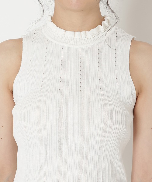 REDYAZEL（レディアゼル）の「透かし編みリブトップス（ニット/セーター・レディース・ピンク/オフホワイト/ブラック/サックスブルー・FREE）」の22枚目の写真