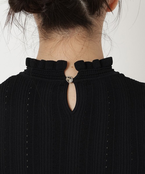 REDYAZEL（レディアゼル）の「透かし編みリブトップス（ニット/セーター・レディース・ピンク/オフホワイト/ブラック/サックスブルー・FREE）」の18枚目の写真