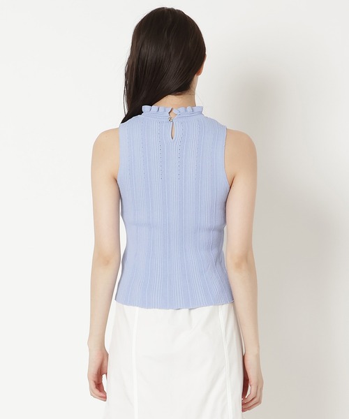 REDYAZEL（レディアゼル）の「透かし編みリブトップス（ニット/セーター・レディース・ピンク/オフホワイト/ブラック/サックスブルー・FREE）」の10枚目の写真