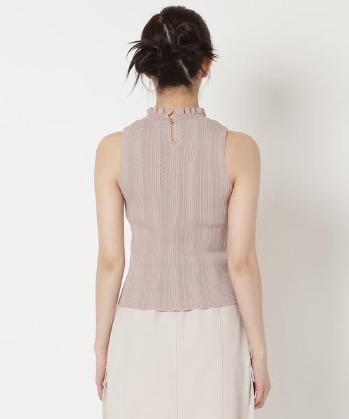 REDYAZEL（レディアゼル）の「透かし編みリブトップス（ニット/セーター・レディース・ピンク/オフホワイト/ブラック/サックスブルー・FREE）」の5枚目の写真